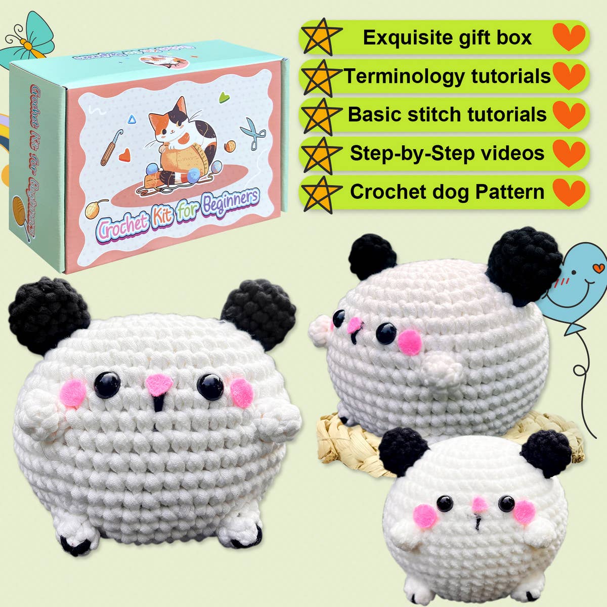 CUTE PUPPY DOLL CROCHET MATERIAL KIT