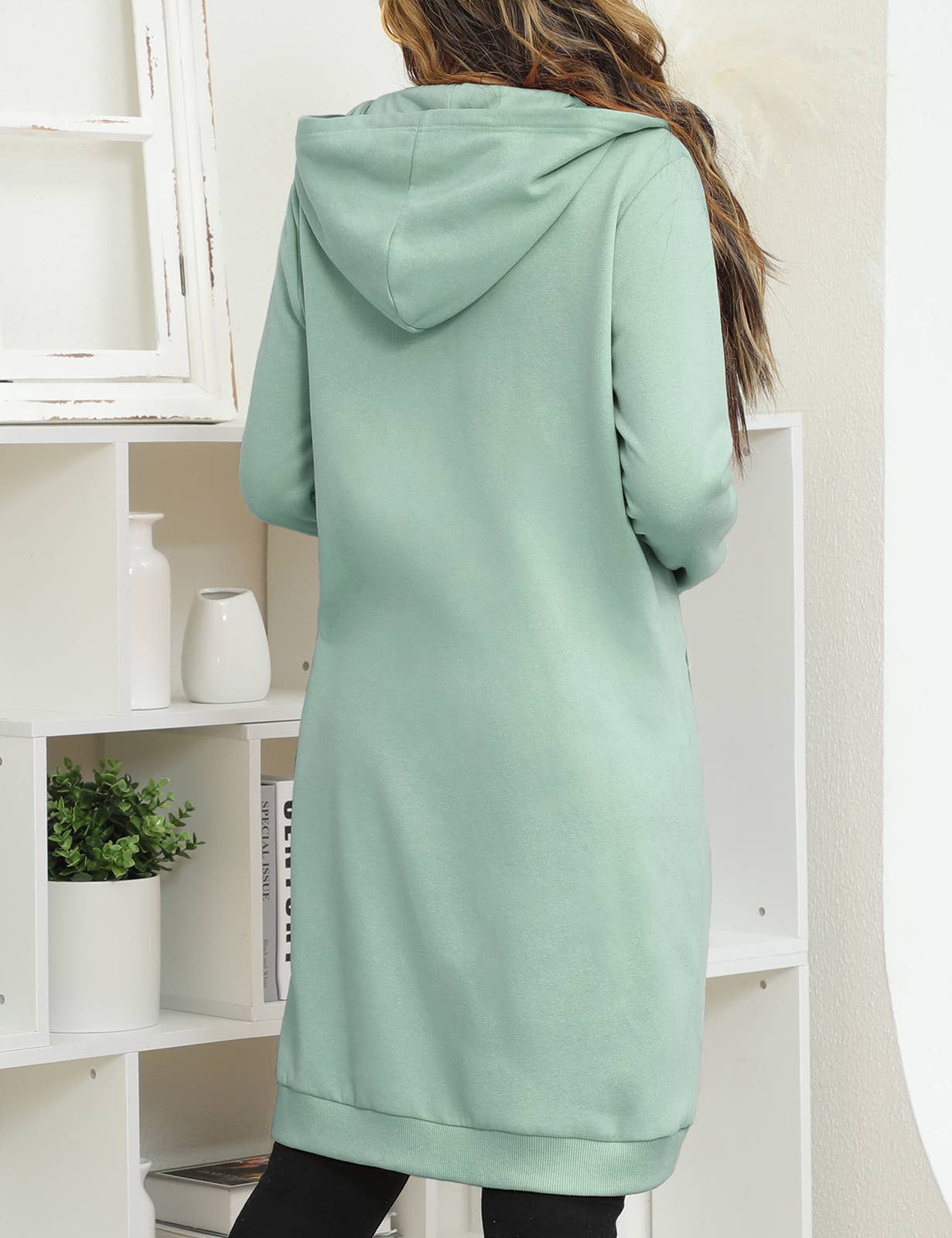 CWOHOL448_Lightweight Thin Zip-Up Hoodie Long Jacket