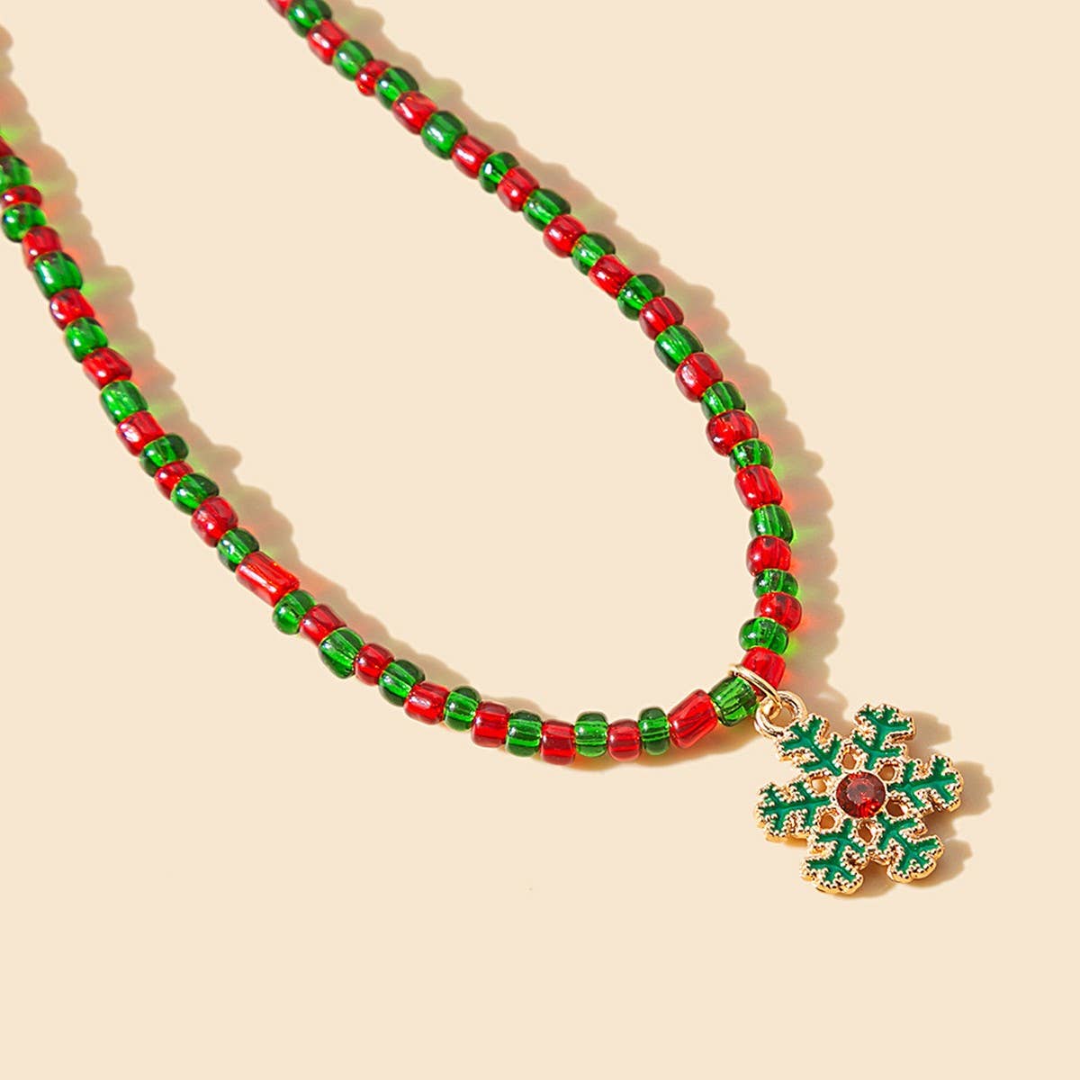 CHRISTMAS COLORBLOCK BEADED CARTOON EARRINGS