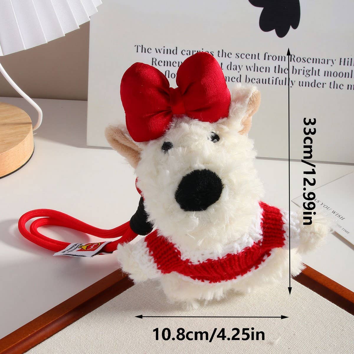 Westie Dog Plush Keychain with Messy Style