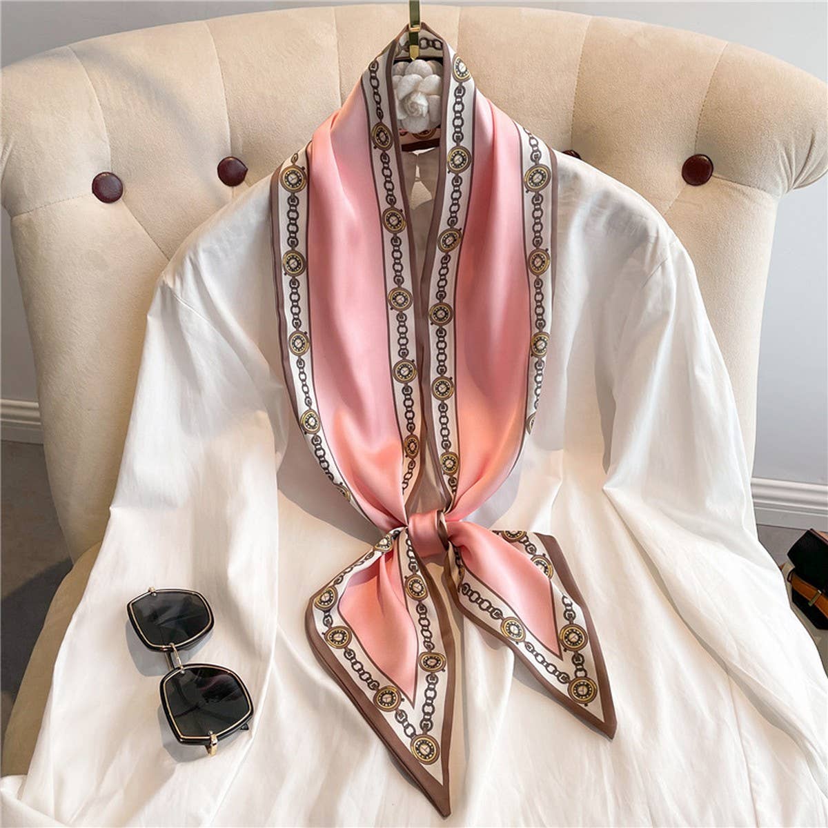 Skinny Silk Scarf for Hair, Neck or Bag Wrap_CWASC1512🎗️