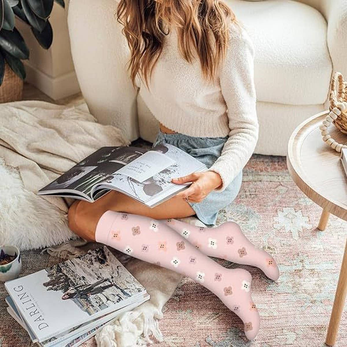 PATTERNED SPORTS LONG COMPRESSION SOCKS SET_CWMS1878