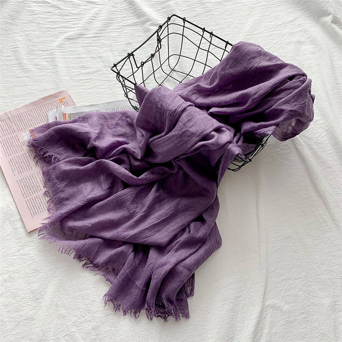 Cotton Linen Solid Color Beach Shawl Scarf