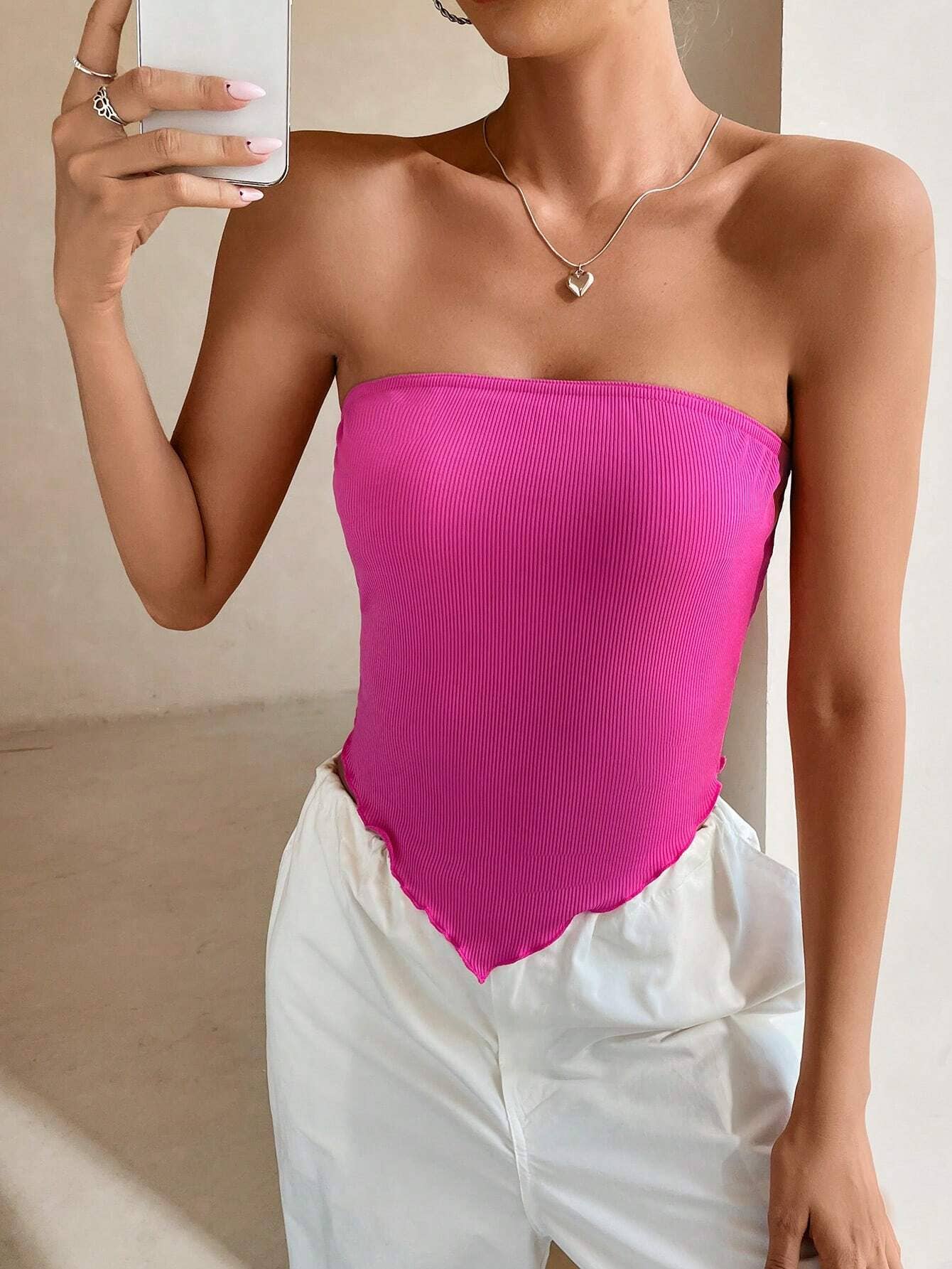 Irregular,slim,short sexy strapless halter top