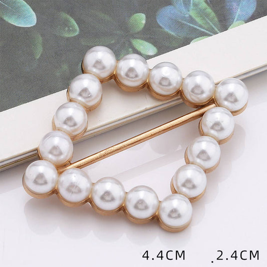METAL DIAMOND PEARL TRIM SCARF RING WITH LUSTER