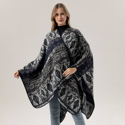 FLORAL CAPE FAUX CASHMERE WARM SCARF SHAWL