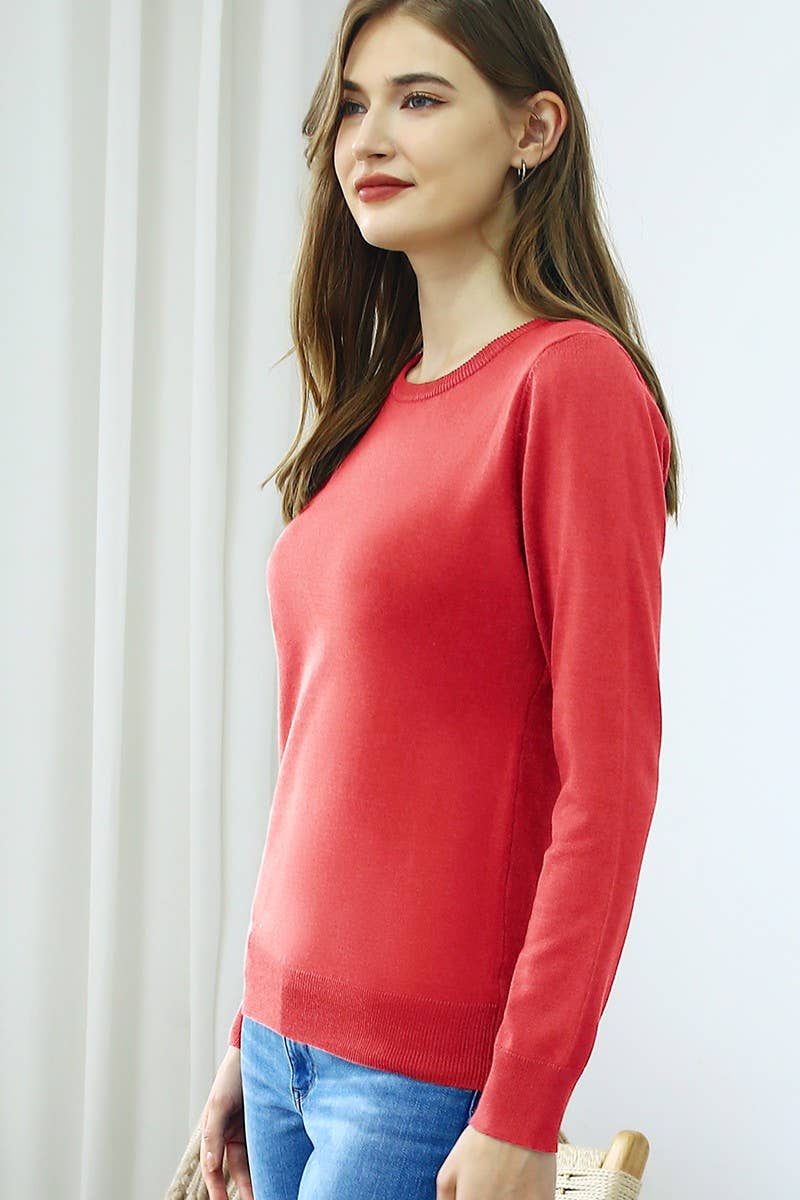 AWOSWL283-P_LONG SLEEVE CREW NECK PULLOVER SWEATER