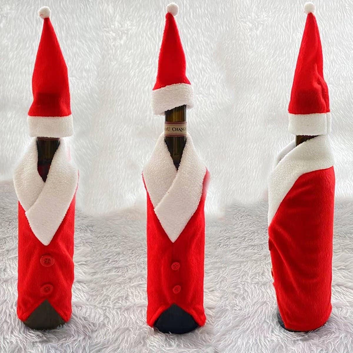 CWMM9681_CHRISTMAS BUTTON RED WINE BOTTLE CLOTHES HAT