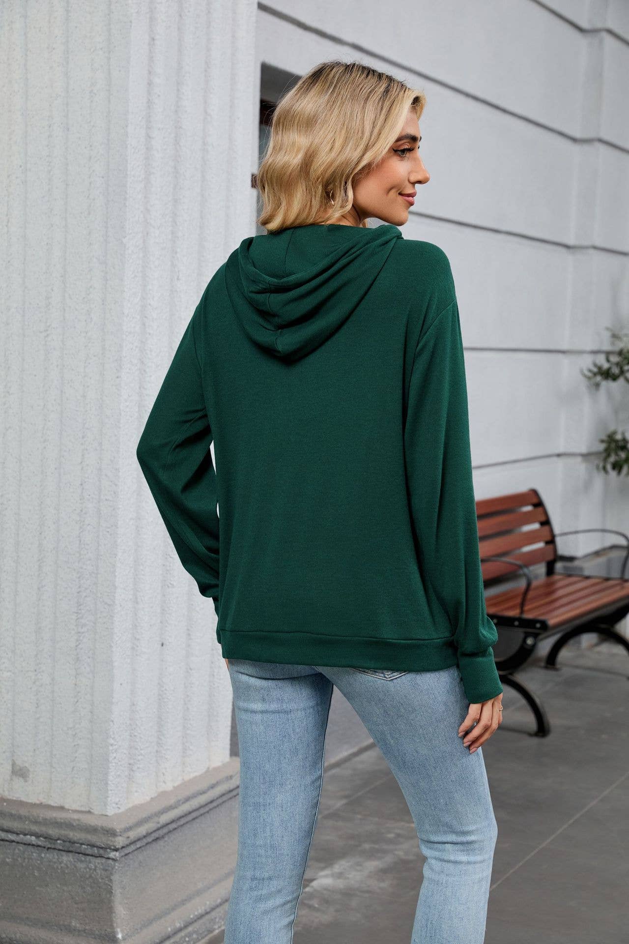 Hooded loose long-sleeved casual sweatshirt