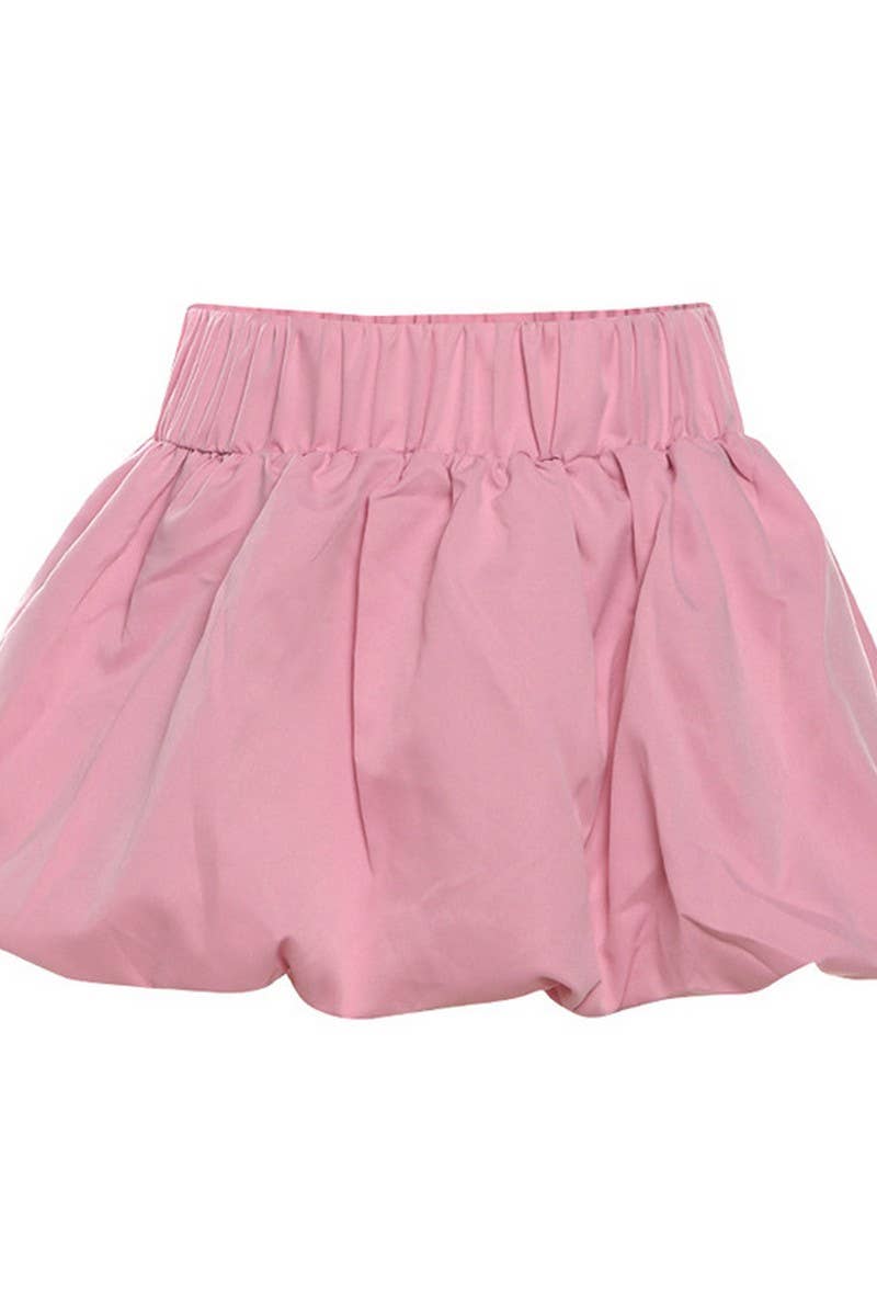 CWBSS0351_SOLID COLOR HIGH WAIST BUBBLE MINI SKIRT
