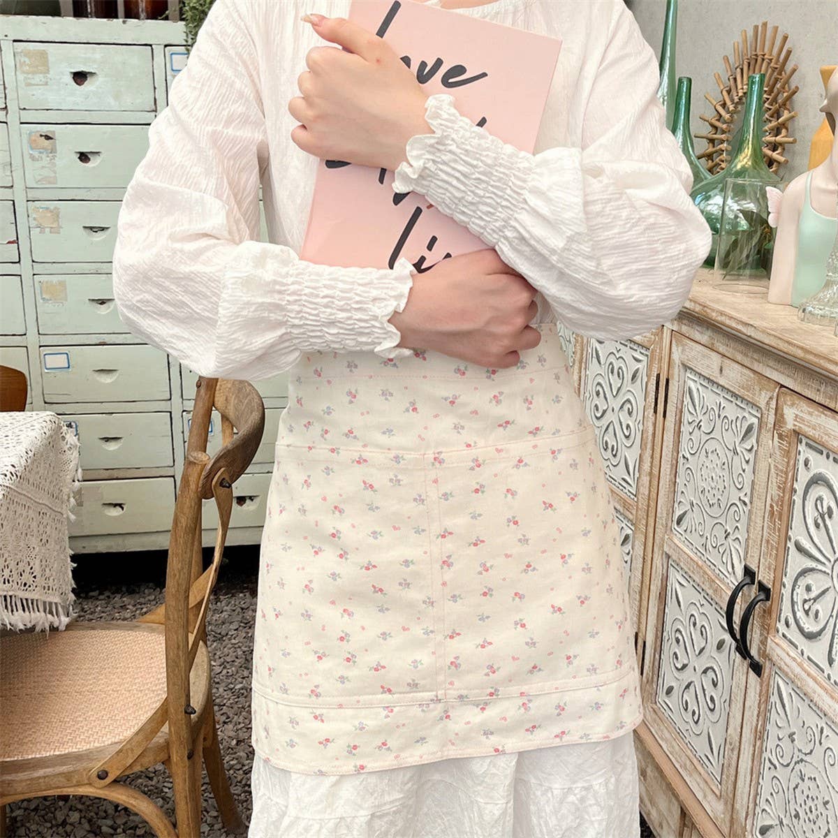 HALF-BODY FLORAL HOME CAFE WORK APRON