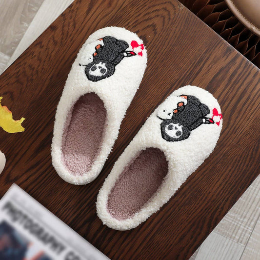 HALLOWEEN SKULL GHOST EMBROIDERY COTTON SLIPPERS
