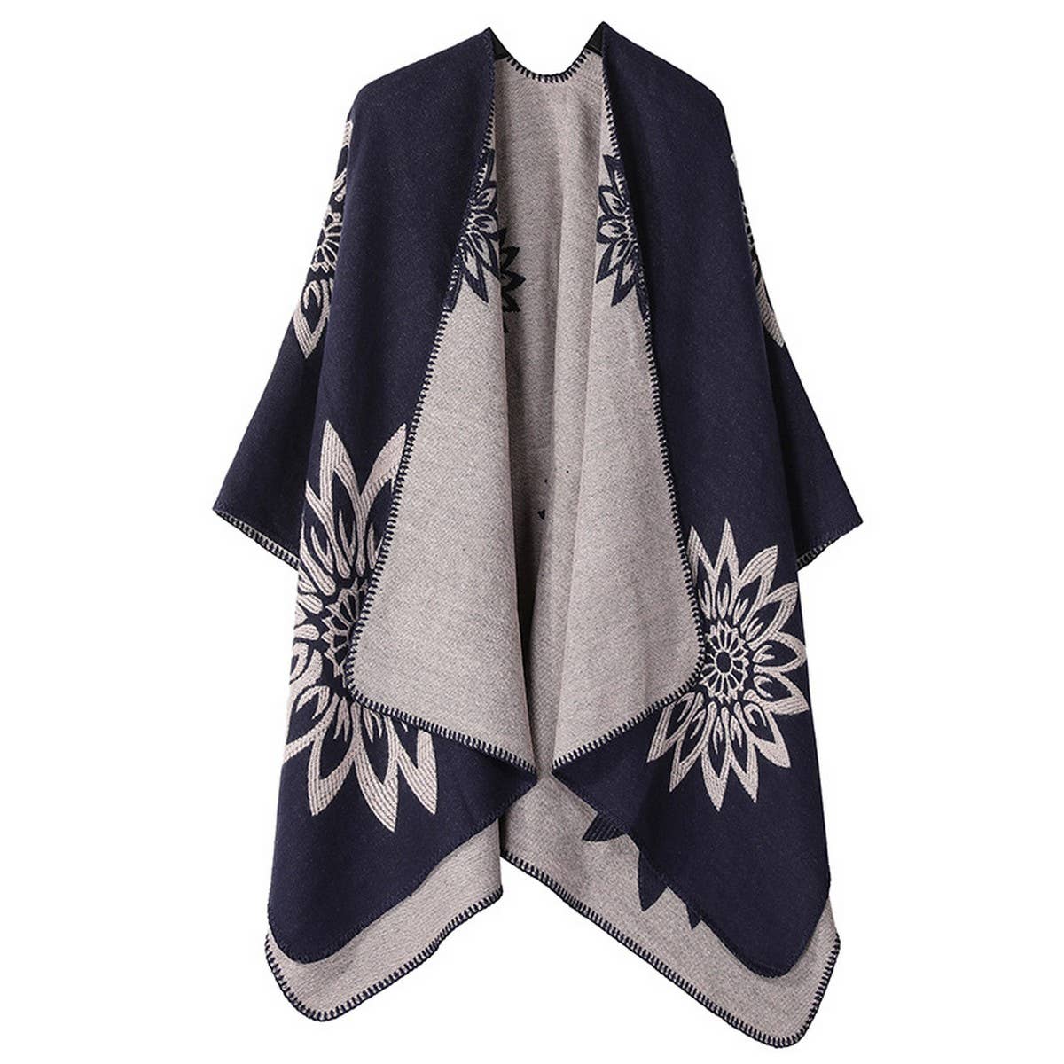 WARM SHAWL KNITTED DOUBLE-SIDED THICKENED CAPE