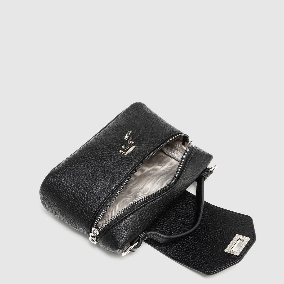 Litchi Texture Boxy Crossbody & Handbag_CWAB5715