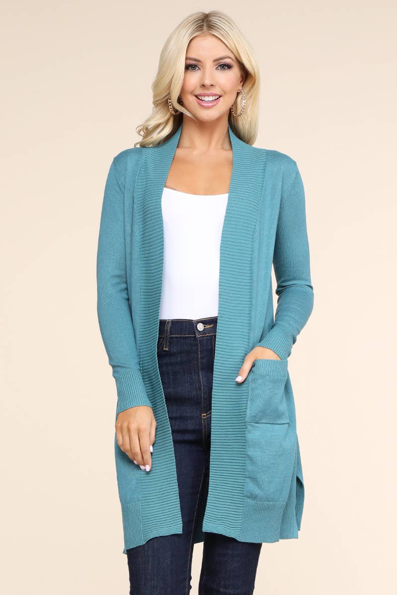 AWOCAL311_LONG SLEEVE OPEN FRONT CARDIGAN WITH SIDE POCKETS