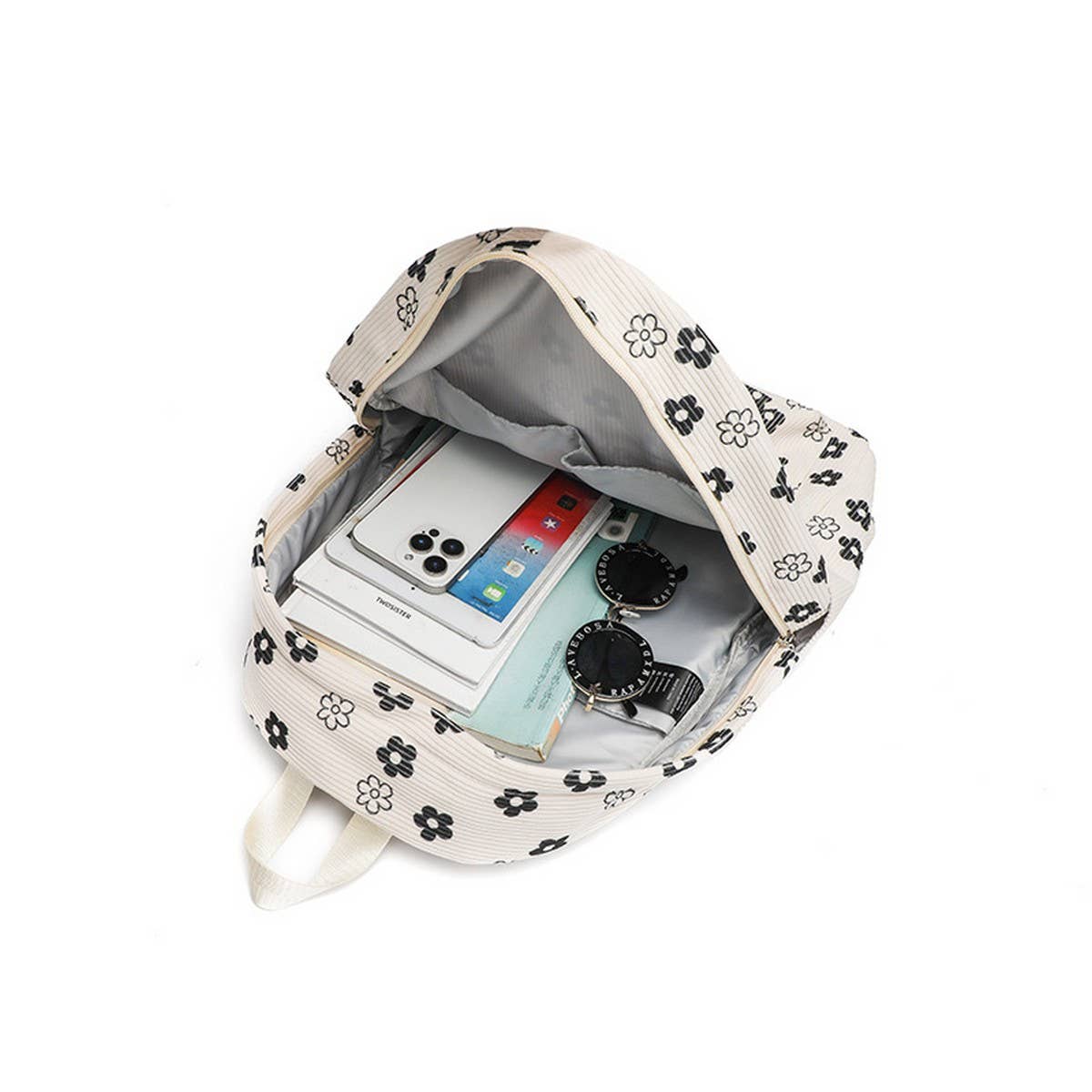 Corduroy Floral Backpacks for School Girls ? Large_CWAB5386