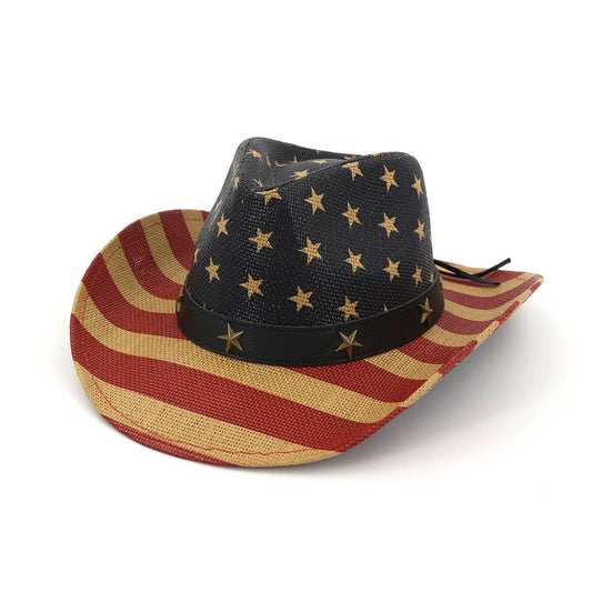 4th of July Vintage Cowboy Hat Woven Straw Unisex_CWAH1445