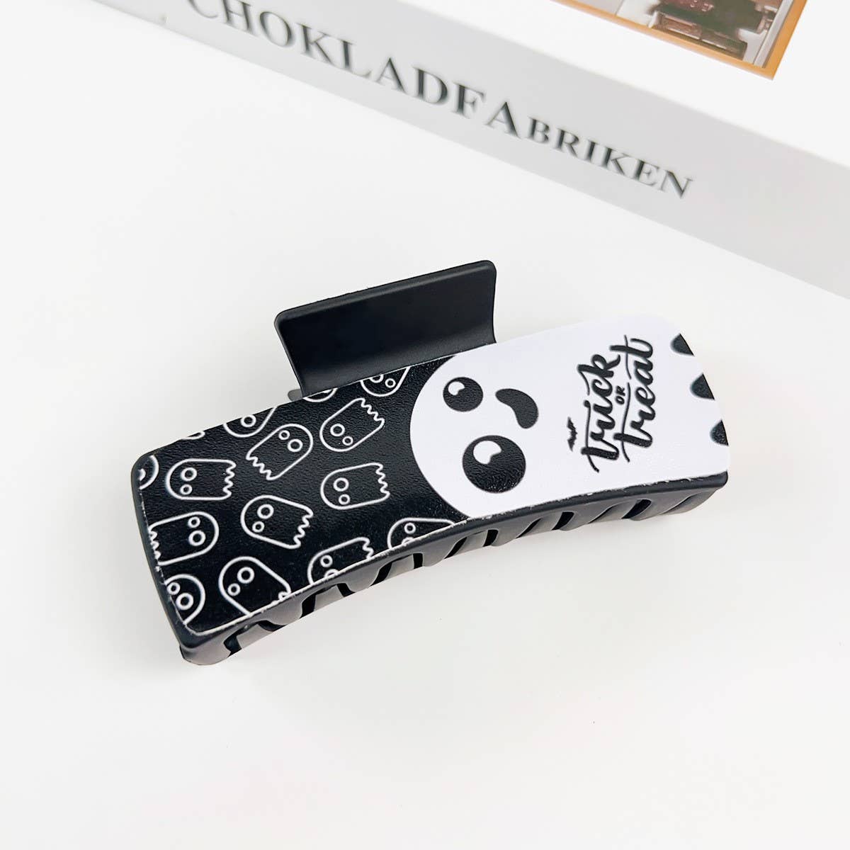 Gothic Halloween Claw Clip, Pumpkin & Ghost Design_CWAHA1443