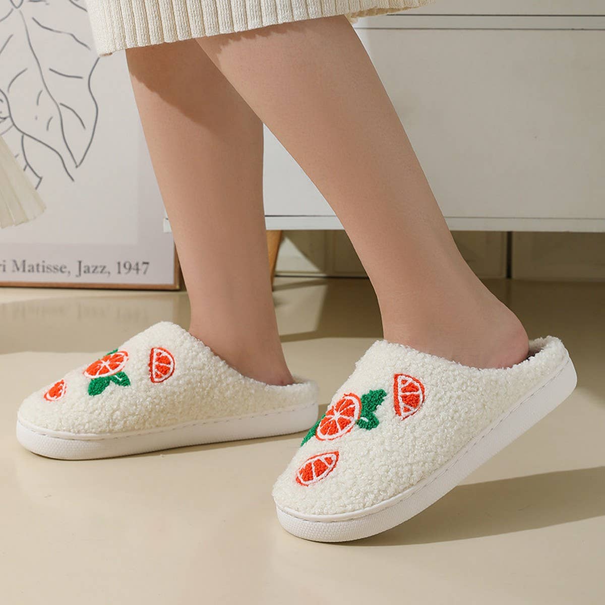 CUTE CARTOON ORANGE WINTER COTTON SLIPPERS