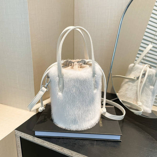 Soft Plush Bucket Bag Women Crossbody Shoulder_CUAB00558