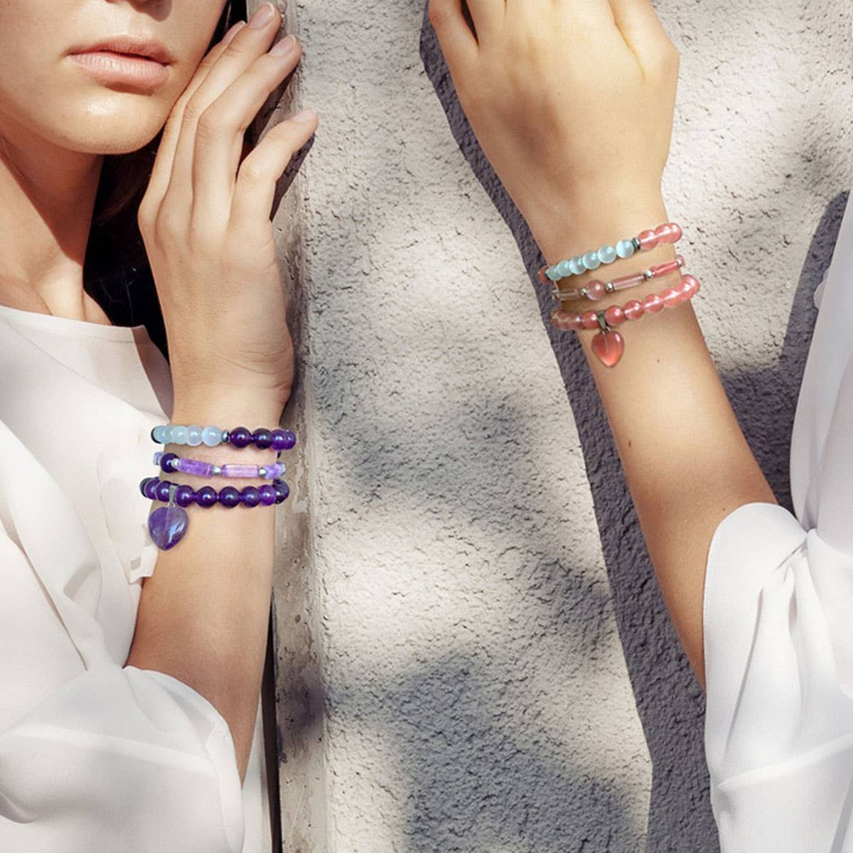 CWAJE4222_NATURAL AMETHYST HEART PENDANT SET BRACELET