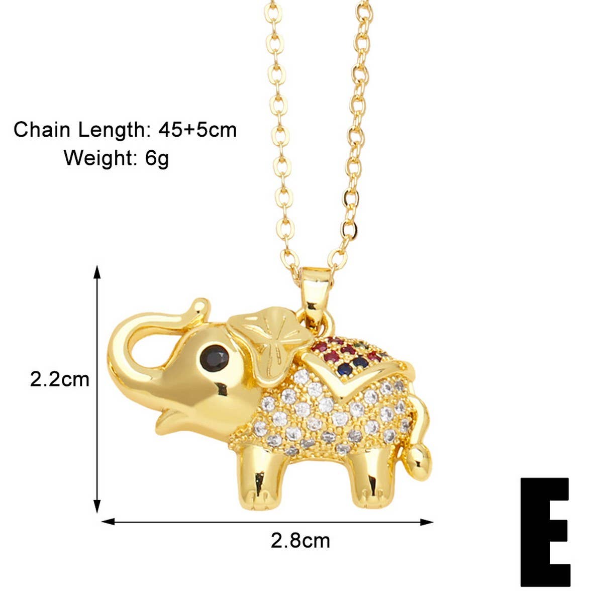 ELEPHANT GOLD PLATEDPENDANT NECKLACE INLAID ZIRCON