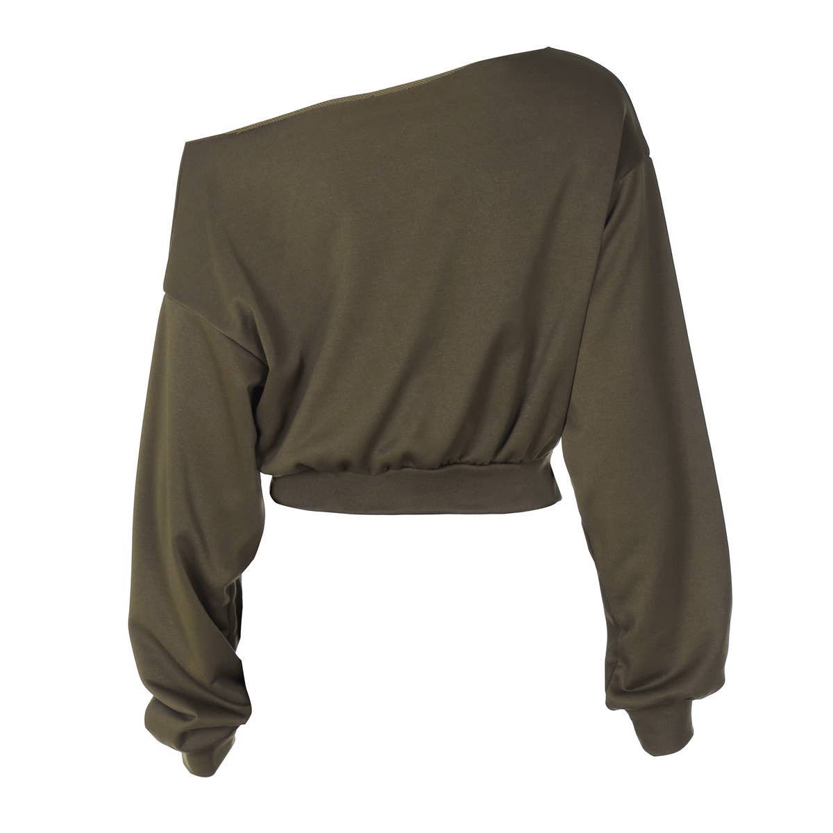 SHORT SOLID COLOR CROP COLLAR LONG SLEEVE HOODIE