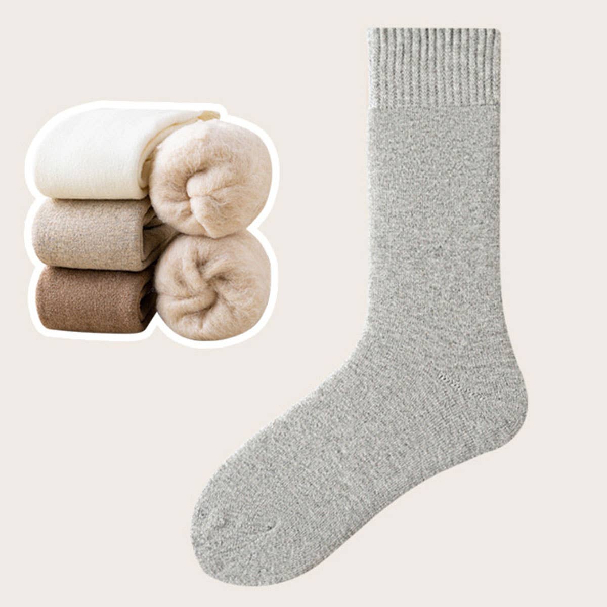 Thermal Fleece-Lined Crew Socks for Women, Winter