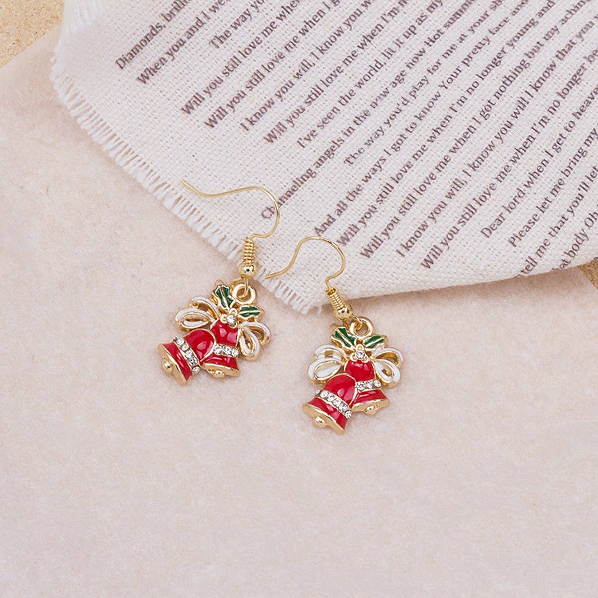 CHRISTMAS CREATIVE SWEET BOW BELL EARRINGS
