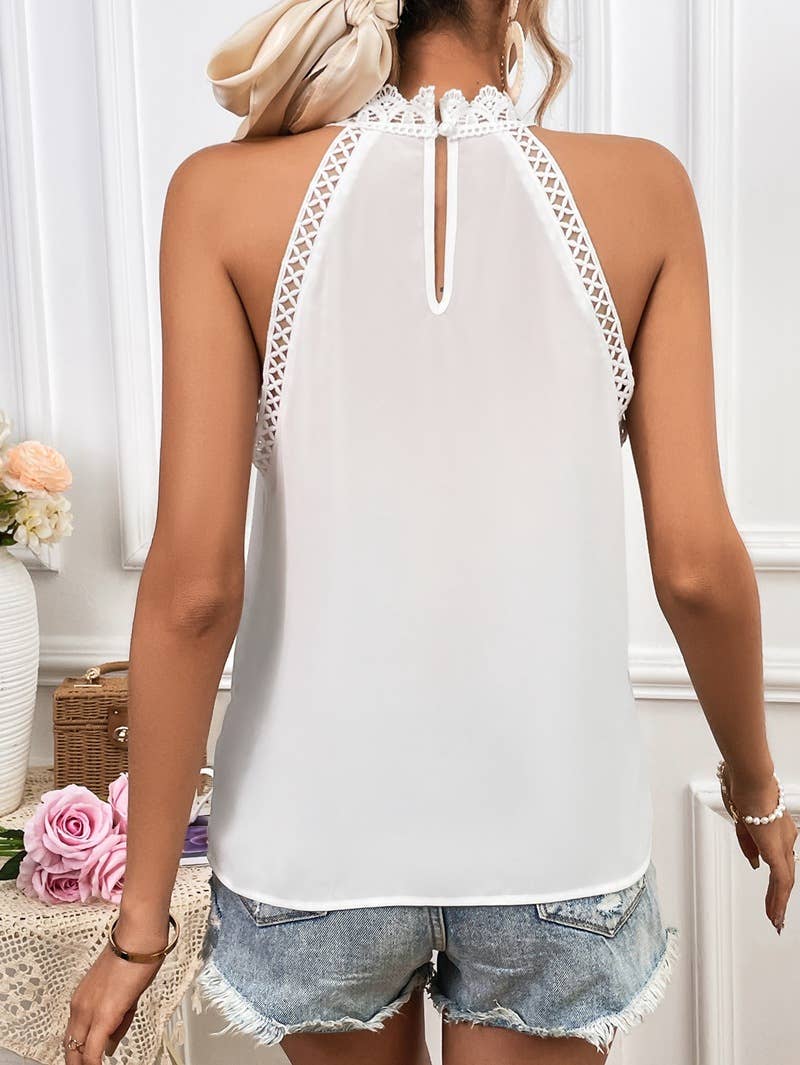 FASHION HOLLOW LACE GAS VEST TOP