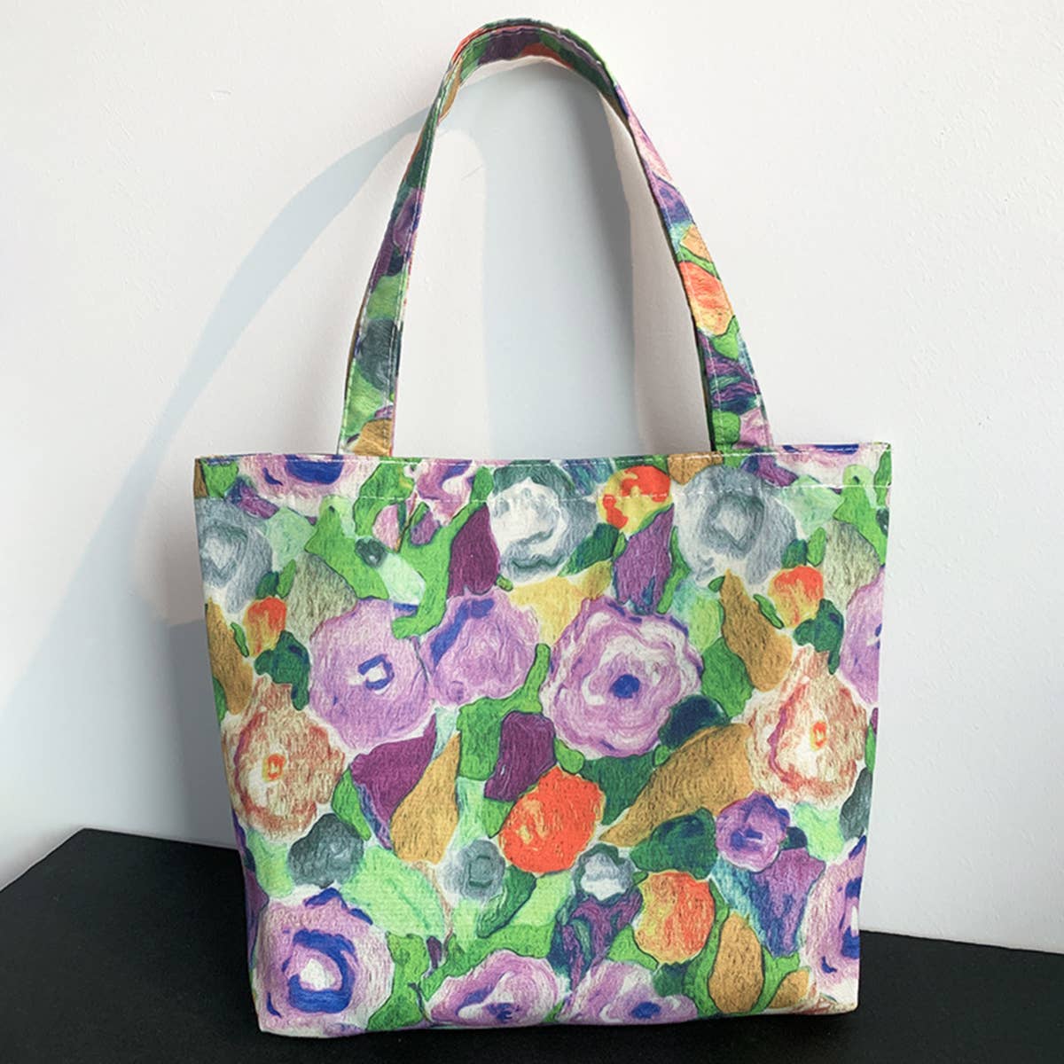 CANVAS TOTE BAGS WITH FRESH FLORAL PLAID_CWAB2047