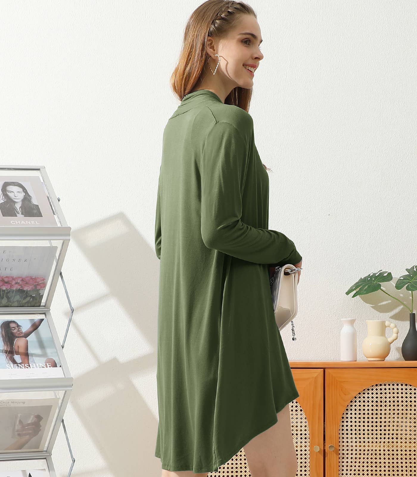 AWTL074_Long Sleeve Casual Open Front Long Cardigan