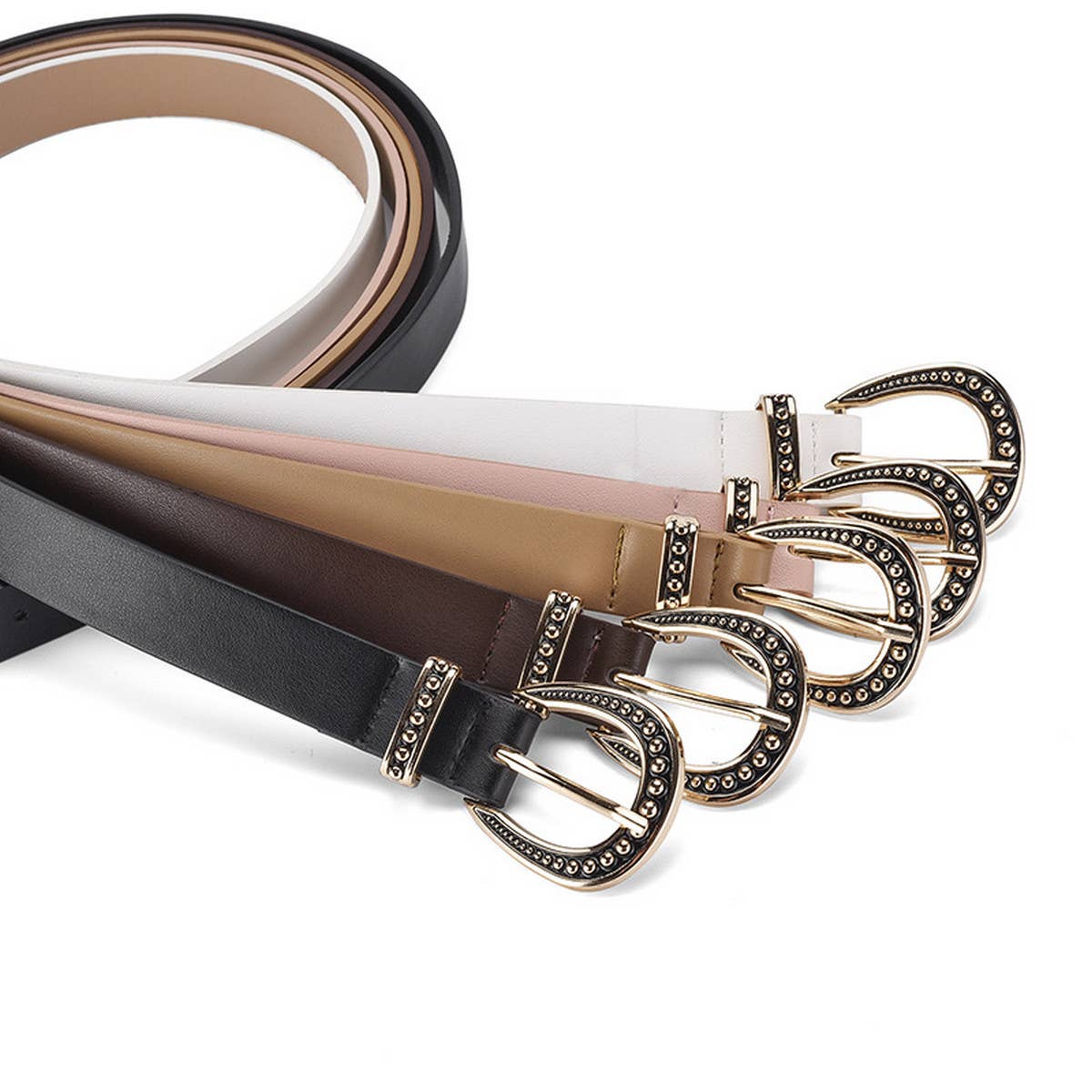 WOMEN SIMPLE SOLID COLOR PIN BUCKLE BELT_CWABE0358