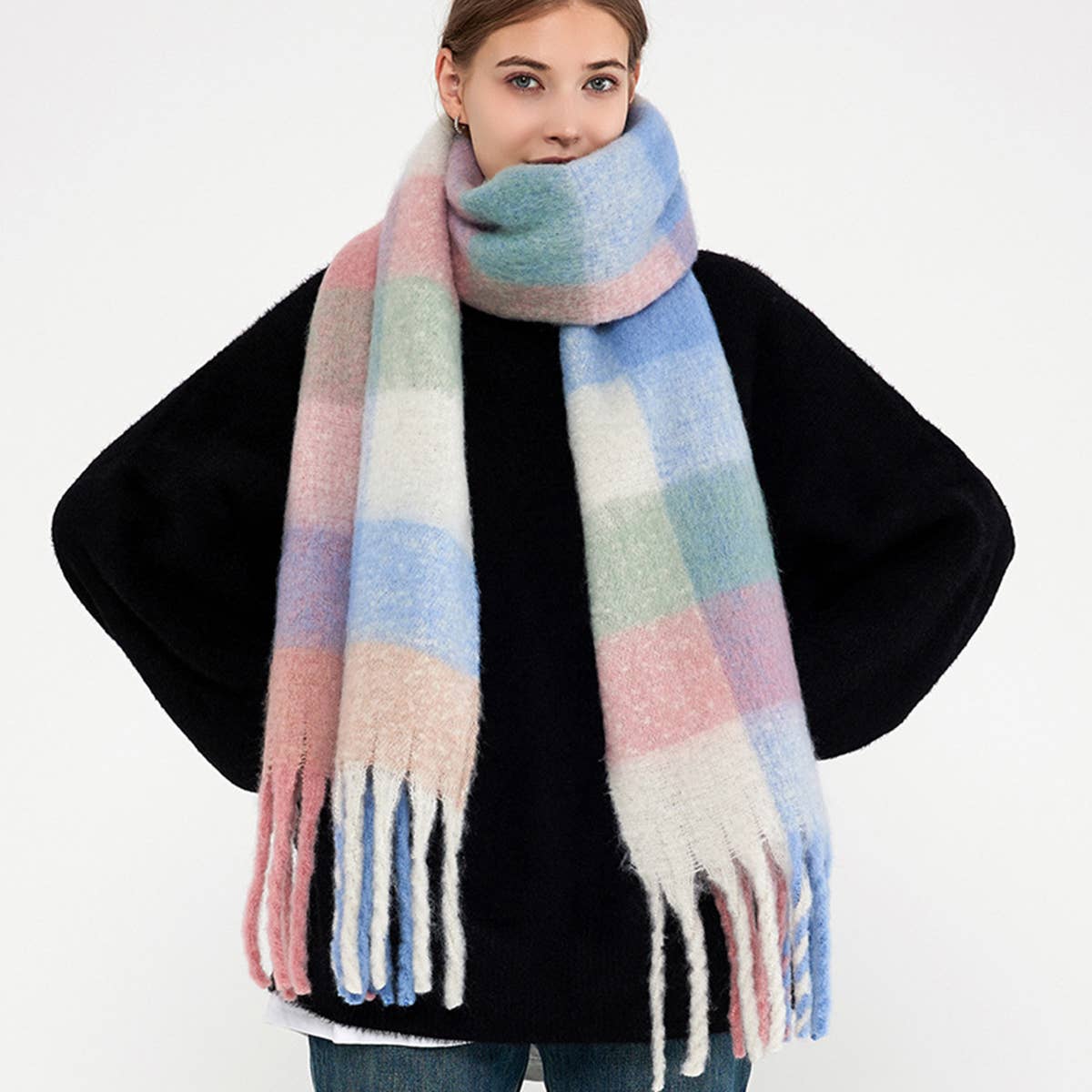 New Plaid Tassel Scarf for Women - Winter Warmth