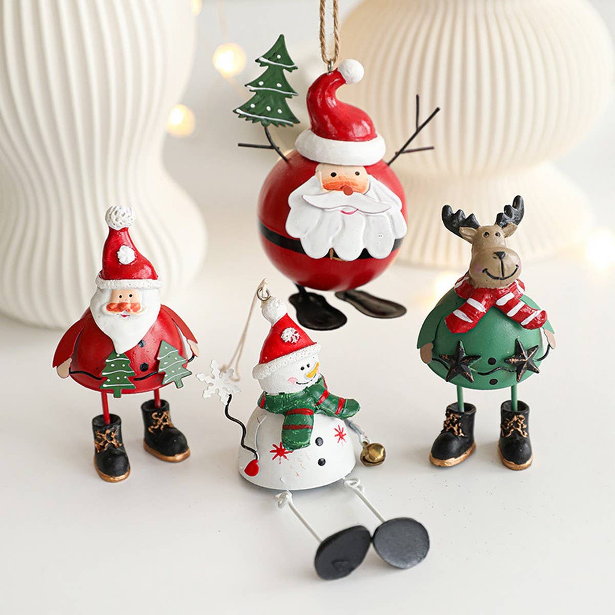 Metal Santa Ornament Christmas Tree Table Decor