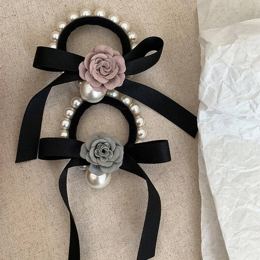 NEW FRENCH STYLE PEARL CAMELLIA HAIR ROPE_CWAHA1294