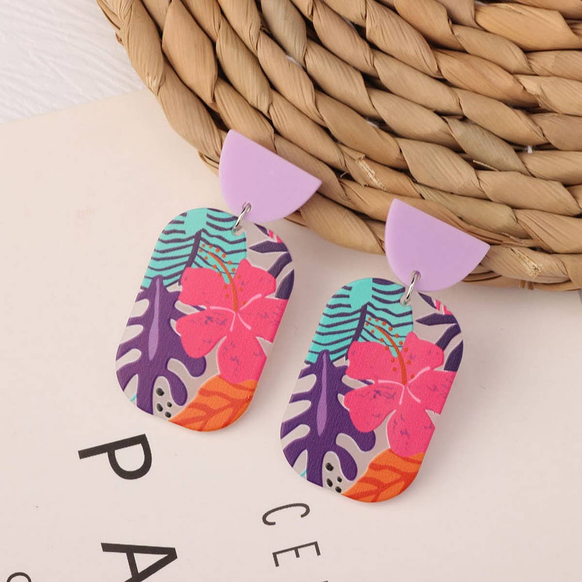 SWEET GIRL COLORFUL FLOWER ACRYLIC EARRINGS