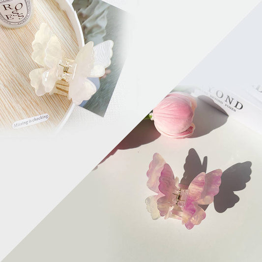 Double-layer butterfly color-changing grab clip