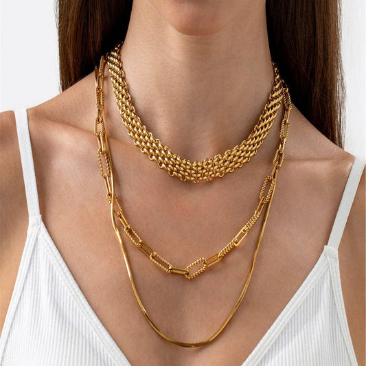 MULTI-LAYERED 18K GOLD-PLATED NECKLACE