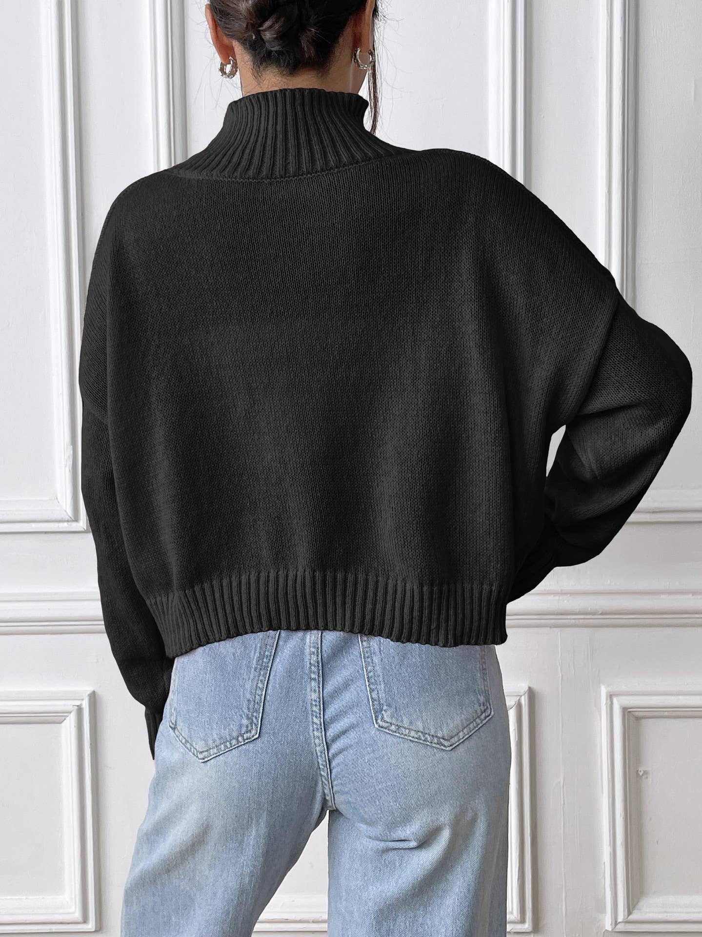 TURTLENECK SWEATER SOLID COLOR LOOSE CASUAL BASE