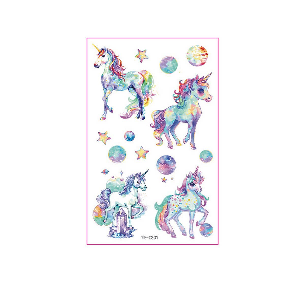Kids Glitter Tattoo Stickers Bear Butterfly Stars