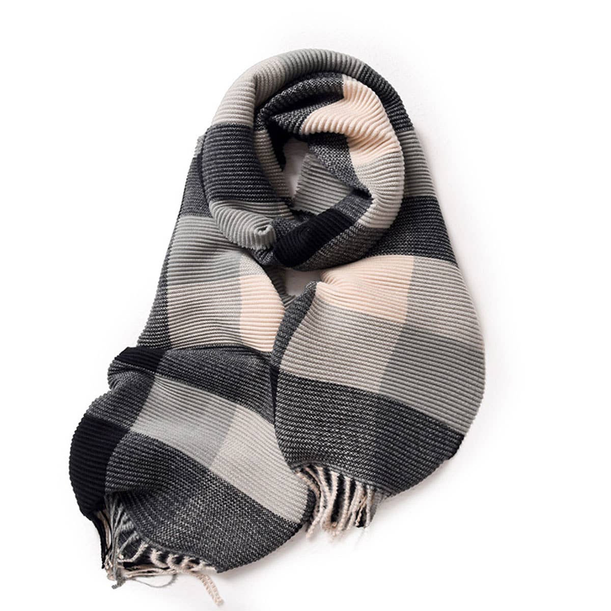 Crinkle Plaid Winter Scarf ? Unisex Soft Wrap