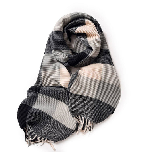 Crinkle Plaid Winter Scarf ? Unisex Soft Wrap
