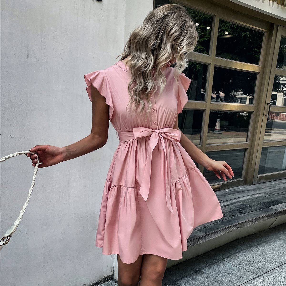 Ruffled flappy sleeves loose and casual dress