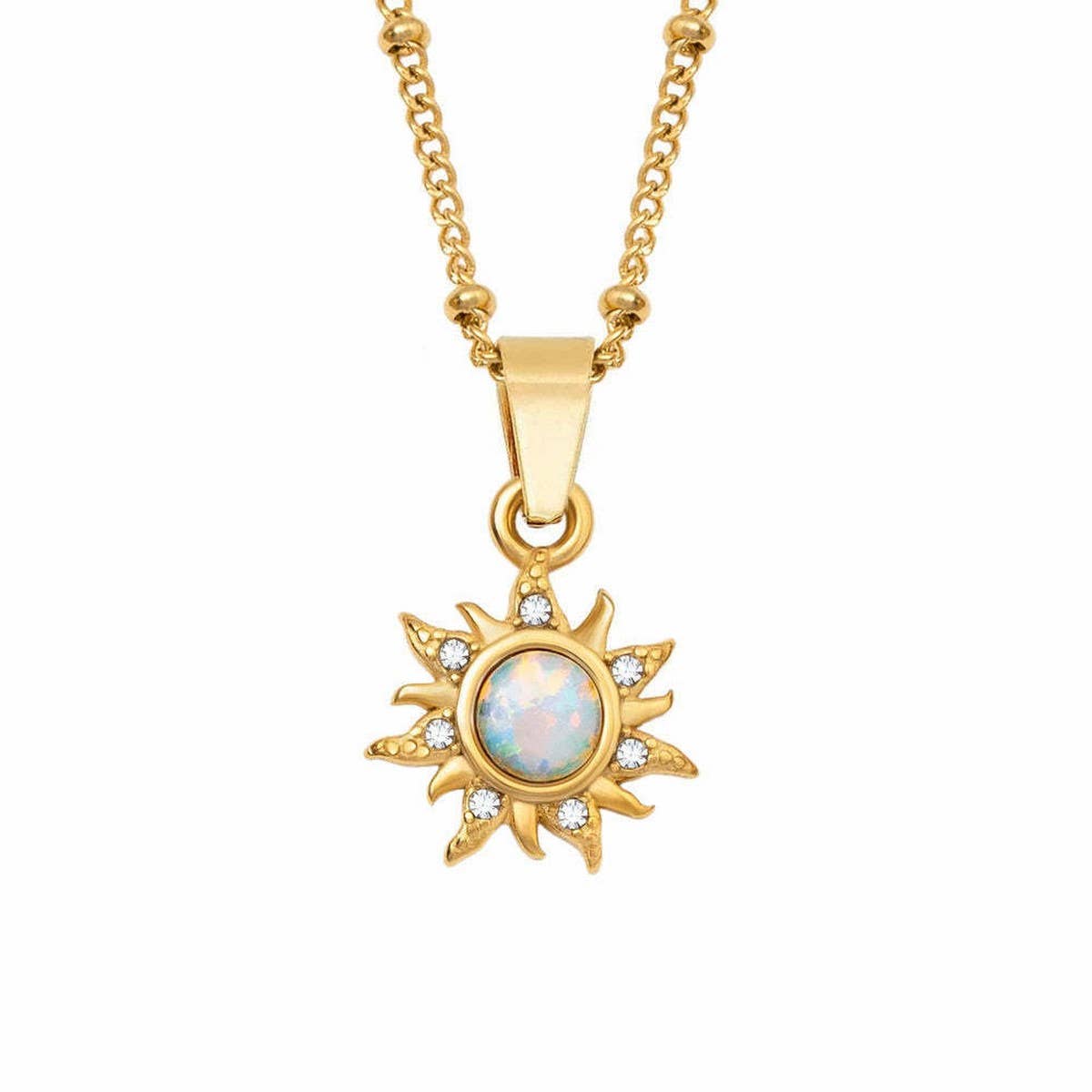 Creative Natural Stone Sun Pendant Necklace