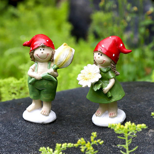 Cute Flower Fairy Resin Figurine for Garden_CWAJE5293