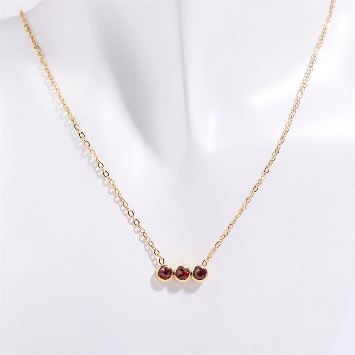 12 Birthstone Pendant Clavicle Necklace_CWMM5670