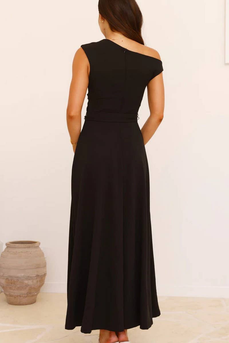 CWDMD5217_SOLID COLOR STYLISH TIE-BACK SEXY DRESS