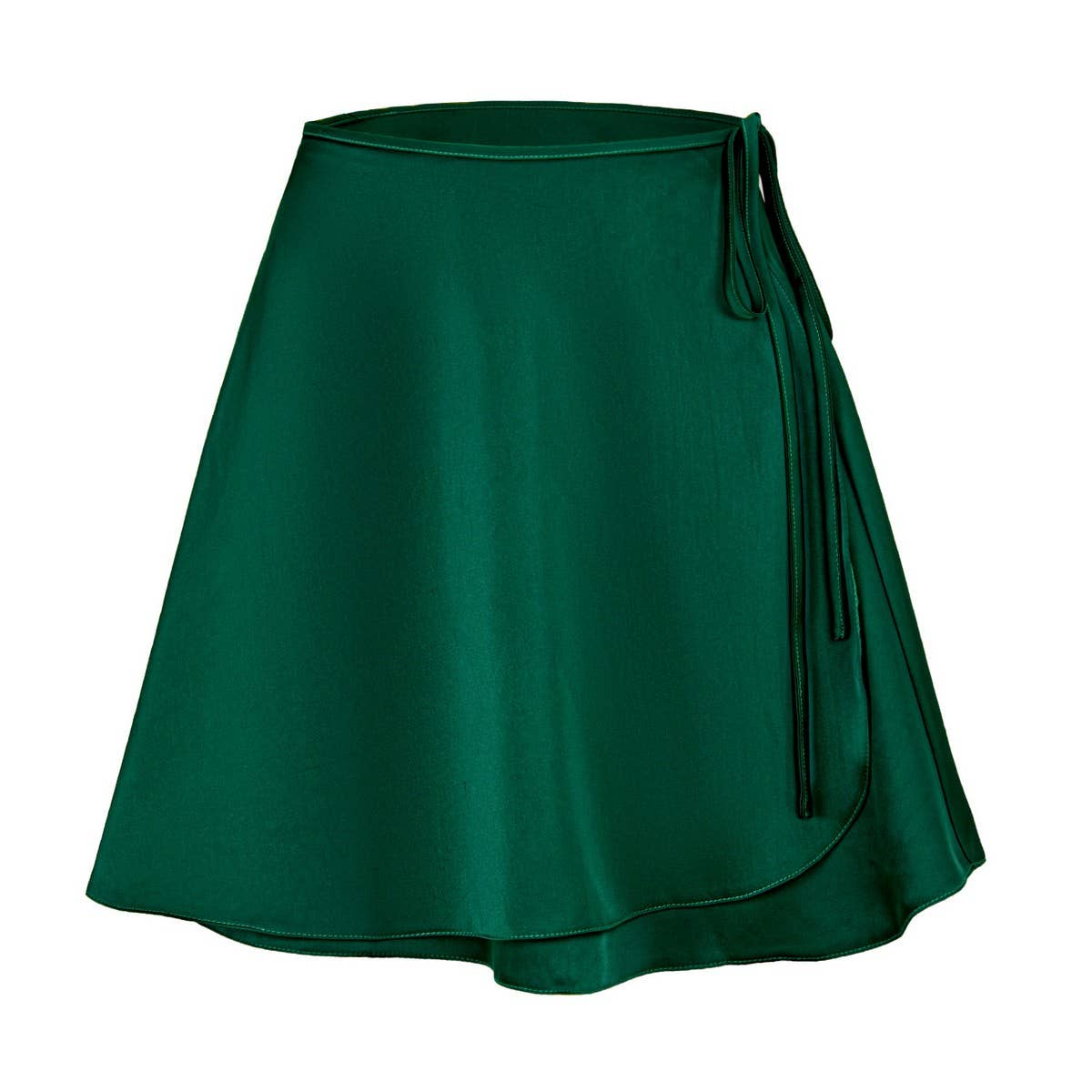 SATIN SKIRT HIGH WAIST TIE ONE PIECE A-LINE SKIRT