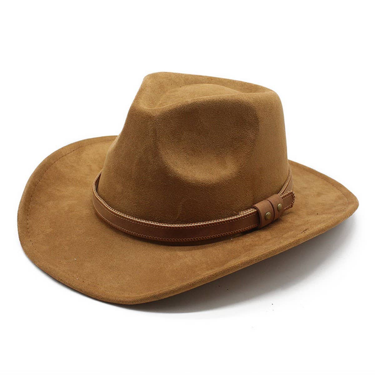 Suede Cowboy Fedora Wool Felt Hat Unisex_CWAH2521